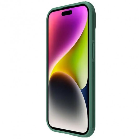 Карбоновая накладка Nillkin CamShield Pro Magnetic для Apple iPhone 15 (6.1") Deep Green - изображение 4