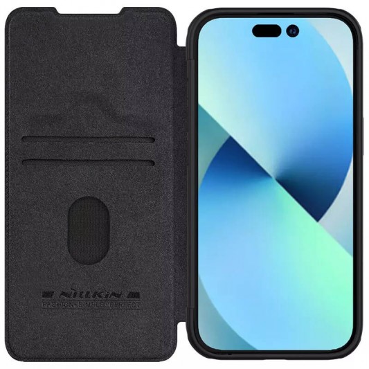 Шкіряний чохол-книжка Nillkin Qin Pro Camshield для Apple iPhone 15 (6.1") Чорний - зображення 3 