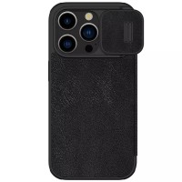 Кожаный чехол-книга Nillkin Qin Pro Camshield для Apple iPhone 15 Pro Max (6.7") Черный