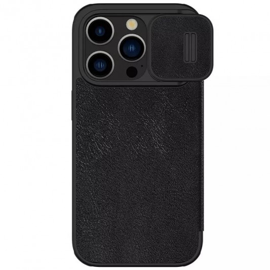 Кожаный чехол-книга Nillkin Qin Pro Camshield для Apple iPhone 15 Pro Max (6.7") Черный