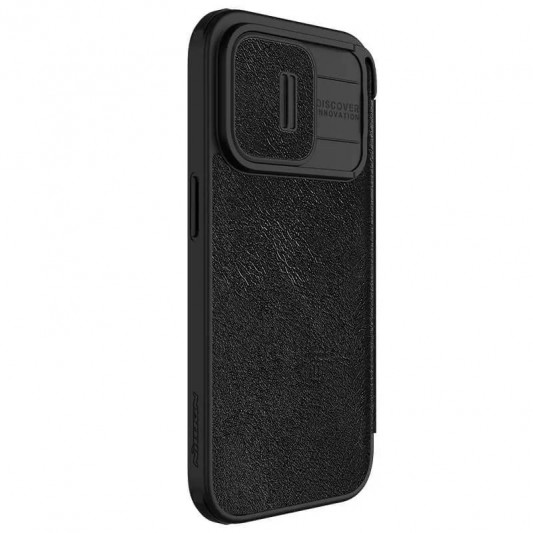 Кожаный чехол-книга Nillkin Qin Pro Camshield для Apple iPhone 15 Pro Max (6.7") Черный - изображение 1