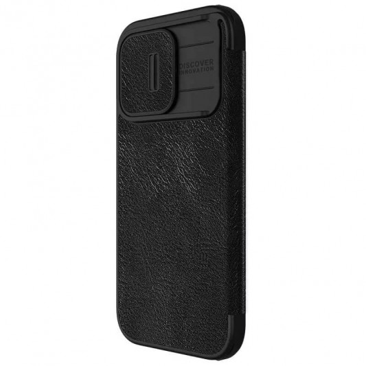 Кожаный чехол-книга Nillkin Qin Pro Camshield для Apple iPhone 15 Pro Max (6.7") Черный - изображение 2