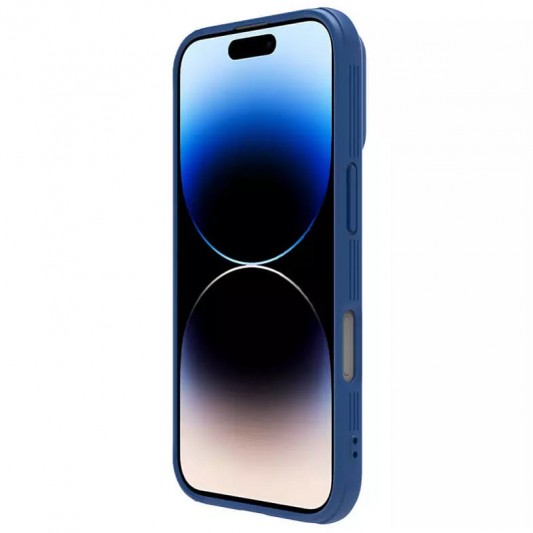 Карбоновая накладка Nillkin CamShield Pro Magnetic для Apple iPhone 16 (6.1") Blue - изображение 3