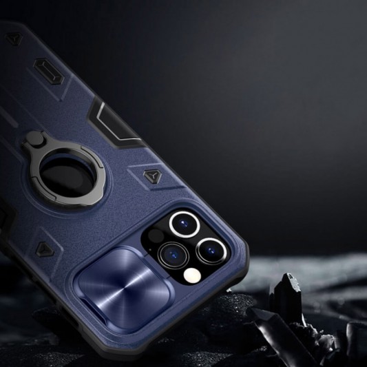 TPU+PC чехол Nillkin CamShield Armor (шторка на камеру) для Apple iPhone 12 Pro Max (6.7") Синий - изображение 3