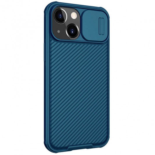 Карбоновая накладка Nillkin CamShield Pro для Apple iPhone 13/14 (6.1") Синий / Blue - изображение 3