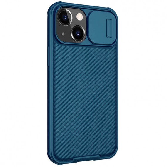 Карбоновая накладка Nillkin CamShield Pro для Apple iPhone 13/14 (6.1") Синий / Blue