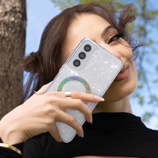 Чехол TPU Eclipse Sparkle (MagFit) для Samsung Galaxy S22 Clear - изображение 1