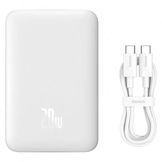 Портативный ЗП Power Bank Baseus Magnetic Mini 20W c БЗП 10000 mAh (PPCX070001) White - изображение 5