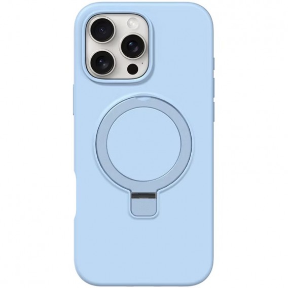 Чехол Silicone Case Full Protective NO LOGO with Ring для Apple iPhone 16 Pro (6.3") Blue