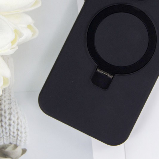 Чехол Silicone Case Full Protective NO LOGO with Ring для Apple iPhone 15 (6.1") Black - изображение 1