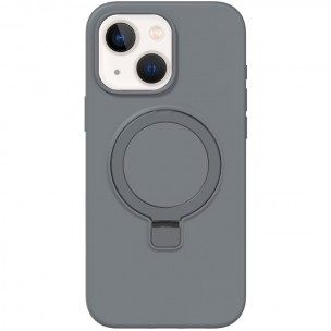 Чохол Silicone Case Full Protective NO LOGO with Ring для Apple iPhone 15 (6.1") Grey