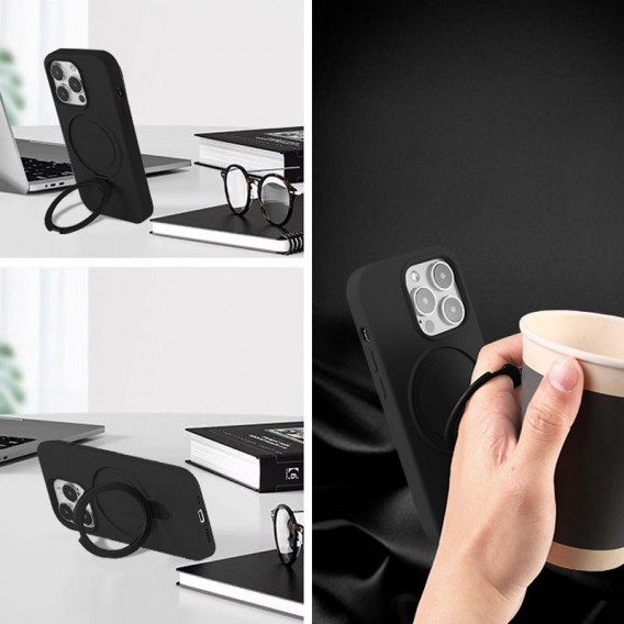 Чехол Silicone Case Full Protective NO LOGO with Ring для Apple iPhone 12 Pro Max (6.7") Black