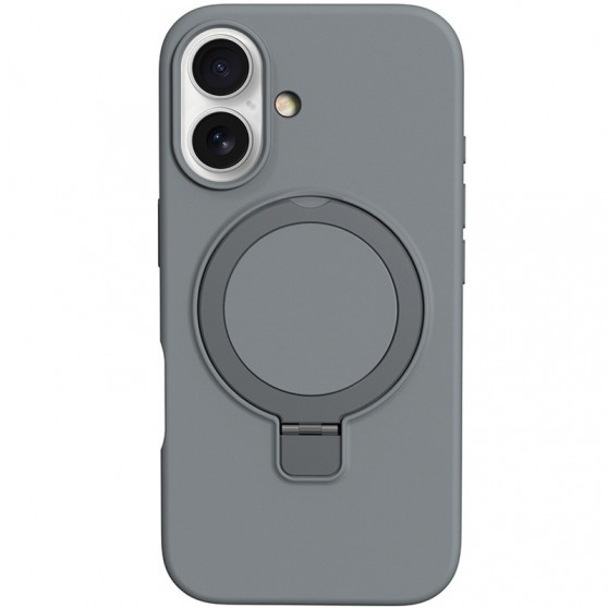 Чохол Silicone Case Full Protective NO LOGO with Ring для Apple iPhone 16 (6.1") Grey