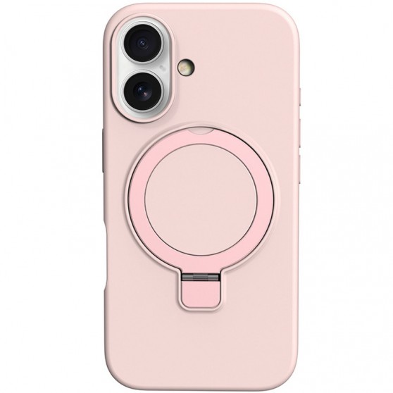 Чохол Silicone Case Full Protective NO LOGO with Ring для Apple iPhone 16 (6.1") Pink