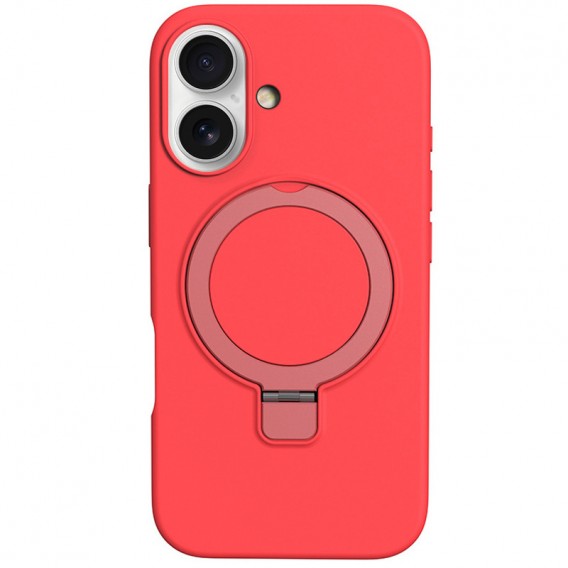 Чохол Silicone Case Full Protective NO LOGO with Ring для Apple iPhone 16 (6.1") Red