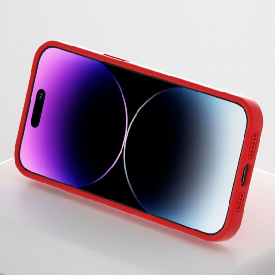 Чохол Silicone Case Full Protective NO LOGO with Ring для Apple iPhone 16 (6.1") Red