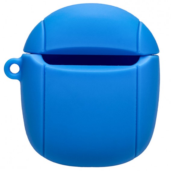 Силіконовий футляр для навушників AirPods + карабін Marvel & DC series (Капітан Америка / Синій)