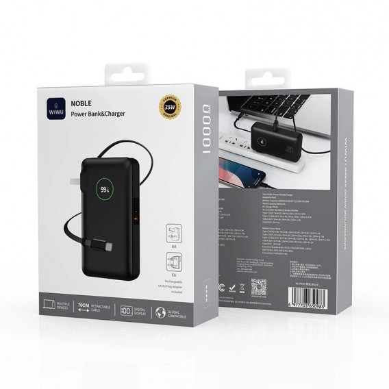 Портативный ЗП Power Bank WIWU Wi-P049 PD20W with cable 10000 mAh Black