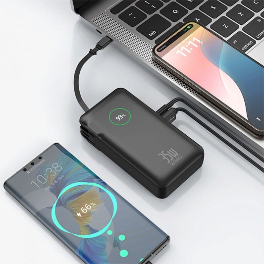 Портативное ЗУ Power Bank WIWU Wi-P049 PD20W with cable 10000 mAh Black - изображение 3
