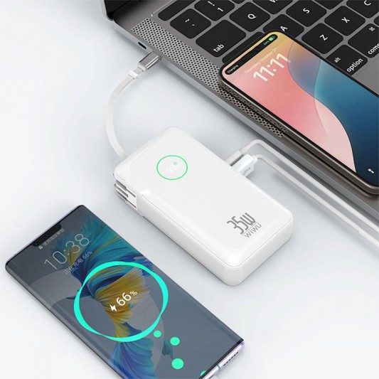 Портативний ЗП Power Bank WIWU Wi-P049 PD20W with cable 10000 mAh White - зображення 2 