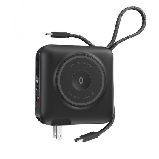 Портативное ЗУ Power Bank WIWU Wi-P051 6 in 1 PD45W с БЗУ 15000 mAh Black - изображение 2