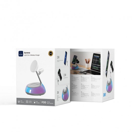 БЗУ WIWU Wi-W036 Aurora 3 in 1 wireless charger White - изображение 1