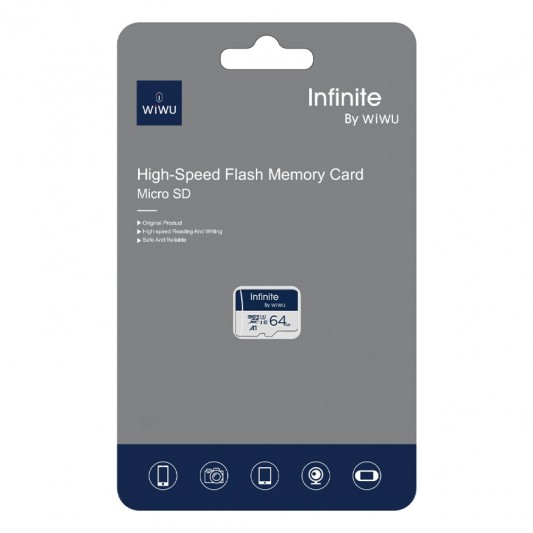 Карта памяти microSDXC WIWU Wi-FC004 Infinite Series 64GB (U3, C10) без адаптера Blue - изображение 1