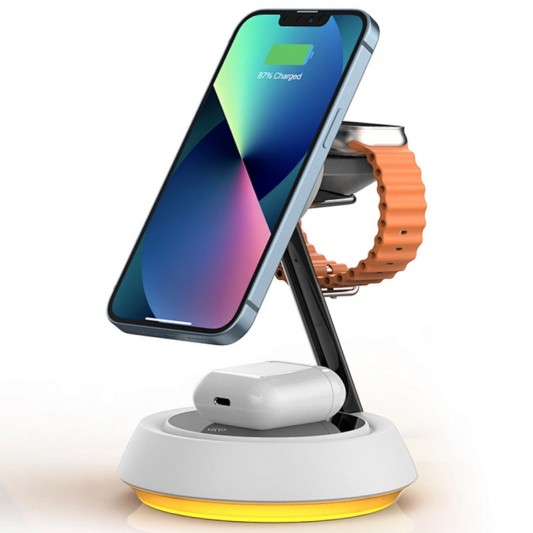 БЗП WIWU Wi-W002 3 in 1 wireless charger White - зображення 3 
