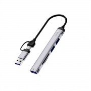 Переходник HUB WIWU Wi-HB003 ZOLO 5 in 1 (USB-C/USB-A to 2xUSB2.0+1xUSB3.0+SD/TF) Grey