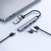 Переходник HUB WIWU Wi-HB003 ZOLO 5 in 1 (USB-C/USB-A to 2xUSB2.0+1xUSB3.0+SD/TF) Grey