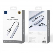 Переходник HUB WIWU Wi-HB003 ZOLO 5 in 1 (USB-C/USB-A to 2xUSB2.0+1xUSB3.0+SD/TF) Grey