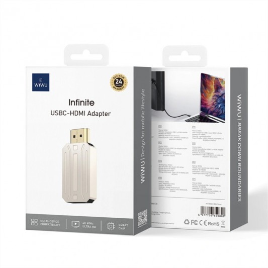 Переходник WIWU Wi-HB004 Infinite USB-C to HDMI Silver - изображение 4