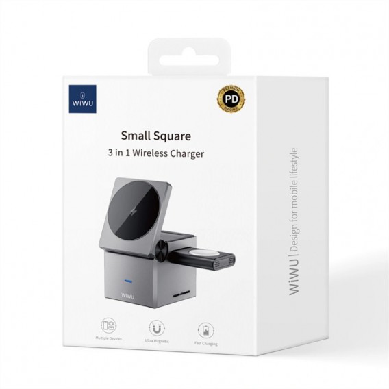 БЗП WIWU Wi-W030 Planeta Trio 3 in 1 Cableless charger Gray