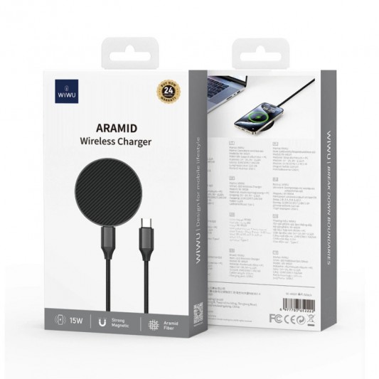 БЗП WIWU Wi-W034 Kevlar Wireless Charger Black - зображення 3 