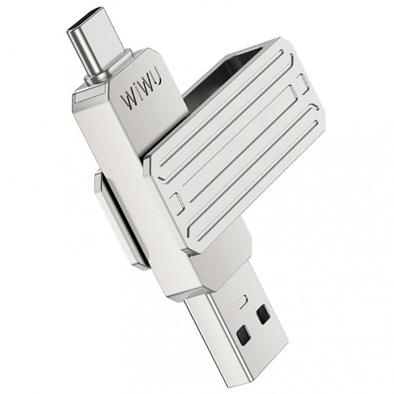 Флеш-драйв USB 3.0 Flash Drive WIWU Wi-FD001 3 in 1 128GB Silver