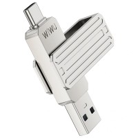 Флеш-накопичувач Wiwu Wi-FD001 3in1 (USB-A/C/L) USB 3.0 — 256GB Silver