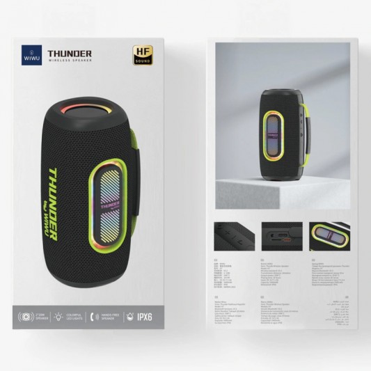 Bluetooth Колонка WIWU H7 Thunder Wireless Portable Speaker Black - зображення 5 