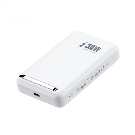 Портативний ЗП Power Bank WIWU Wi-P031 Magnetic з БЗП 30W 10000 mAh White - зображення 2 