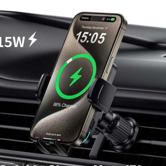 Автодержатель с БЗУ WIWU CH-321 15W Black - изображение 6