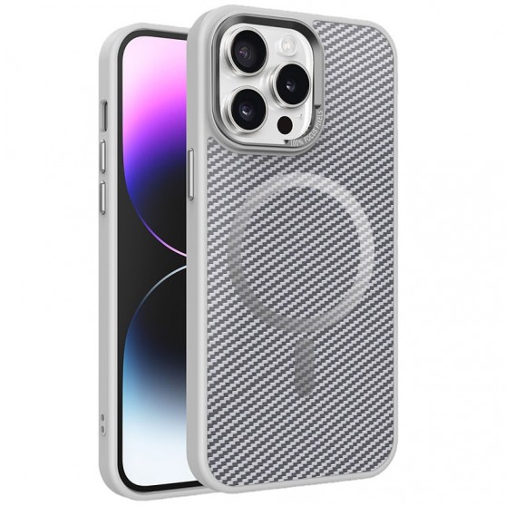 Чохол TPU+PC Carbon Mirage with MagSafe для Apple iPhone 15 Pro (6.1") Grey