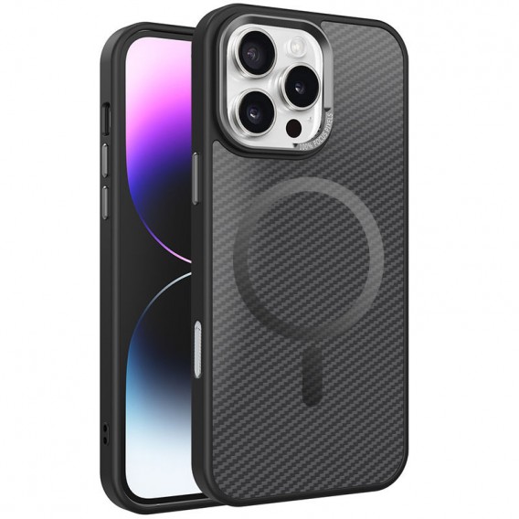 Чехол TPU+PC Carbon Mirage with MagSafe для Apple iPhone 16 Pro (6.3") Black
