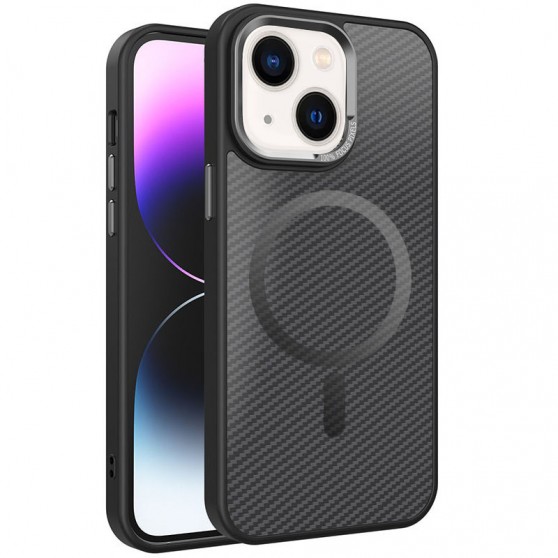 Чохол TPU+PC Carbon Mirage with MagSafe для Apple iPhone 13 / 14 (6.1") Black