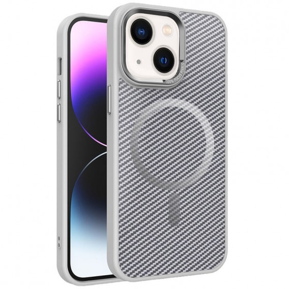 Чохол TPU+PC Carbon Mirage with MagSafe для Apple iPhone 13 / 14 (6.1") Grey