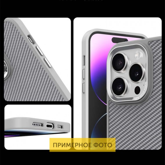 Чохол TPU+PC Carbon Mirage with MagSafe для Apple iPhone 16 Plus (6.7") Grey