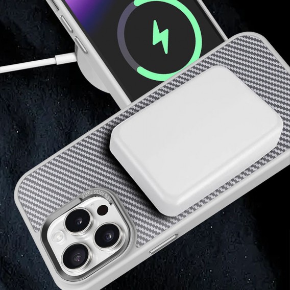 Чохол TPU+PC Carbon Mirage with MagSafe для Apple iPhone 13 Pro (6.1") Grey