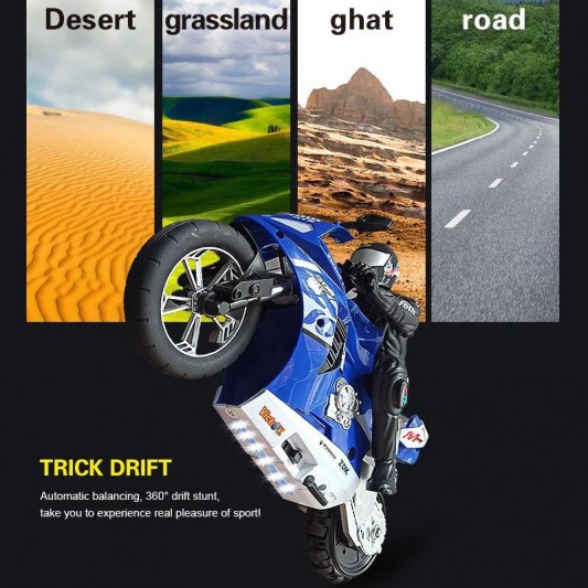 Мотоцикл на радиоуправлении Motorcycle Stunt Drift six-axis Gyroscope, Синий - изображение 1