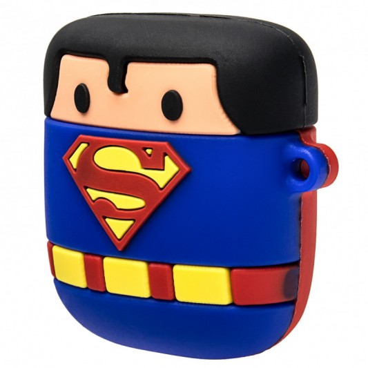 Силиконовый футляр Marvel & DC series для наушников AirPods 1/2 + кольцо Супермен/Синий - изображение 2