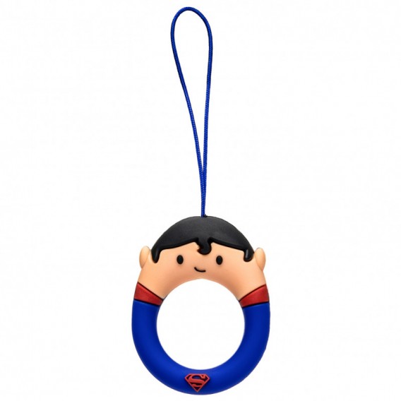 Силіконовий футляр для навушників AirPods + кільце Marvel & DC series (Супермен / Синій)