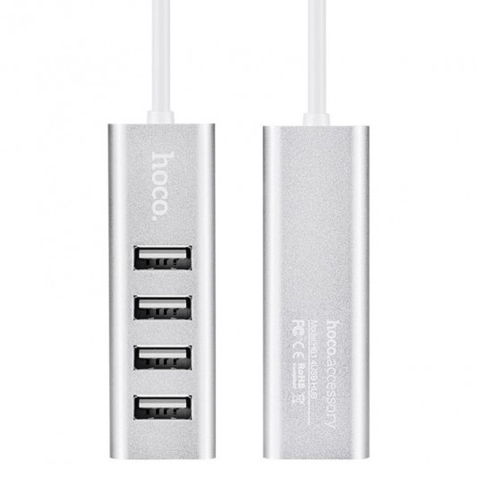 Перехідник HUB Hoco HB1 USB to USB 2.0 (4 port) (1m) Срібний - зображення 1 