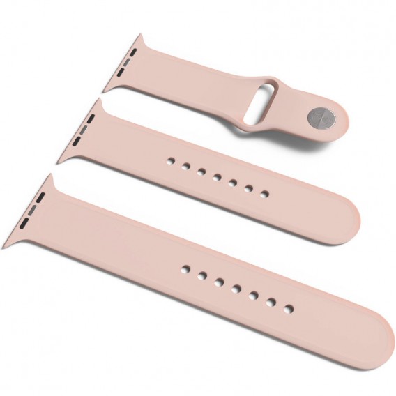 Силіконовий ремінець для Apple Watch Sport Band 38/40/41/42mm(ser.10) (S/M & M/L) 3pcs Рожевий / Pink Sand